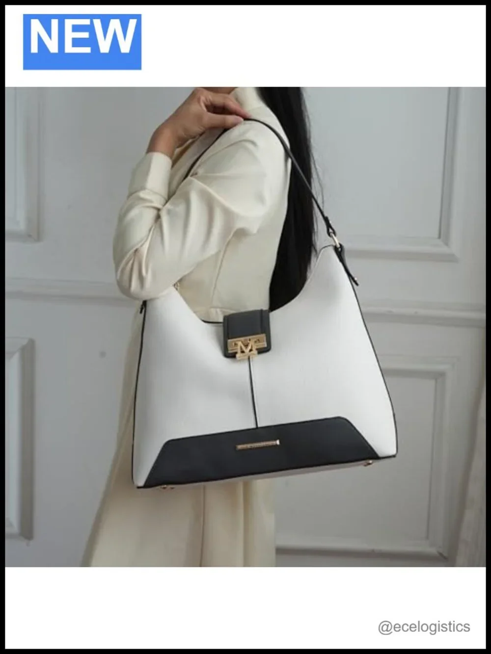 Vegan Leather Hobo Bag & Wristlet Wallet Set Gold Hardware